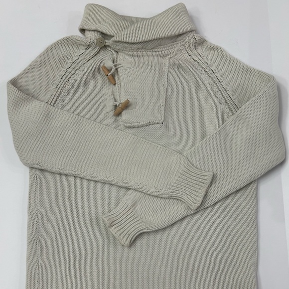 Zara Man Sport Classic Beige/Cream Chunky Knit Sweater Size Large Cowl Neck - Picture 1 of 4
